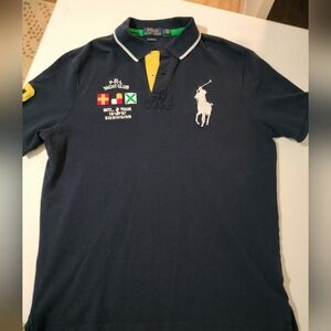 Polo by Ralph Lauren Men's Navy Blue Yacht Club Big Pony Mesh Polo Shirt